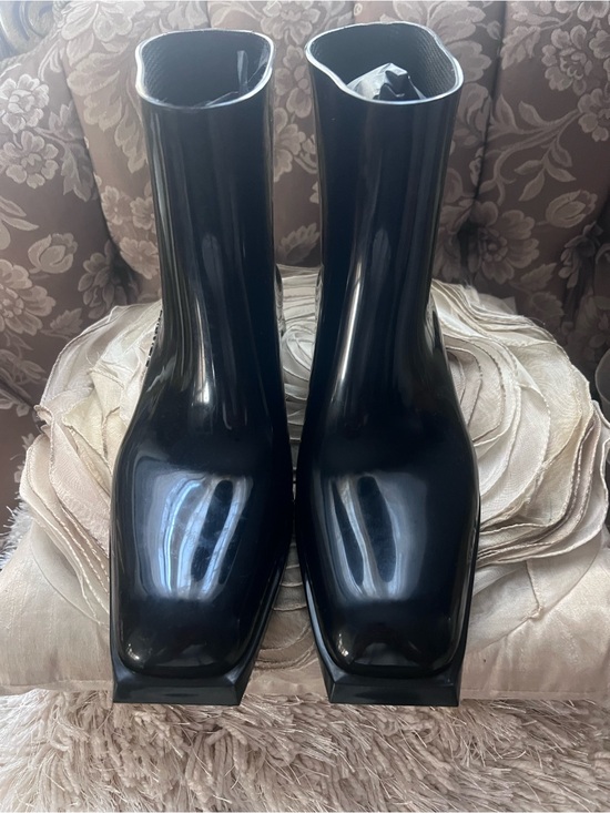 Acne Studios Shoes - Acne Black Patent Square-Toe Ankle Boots